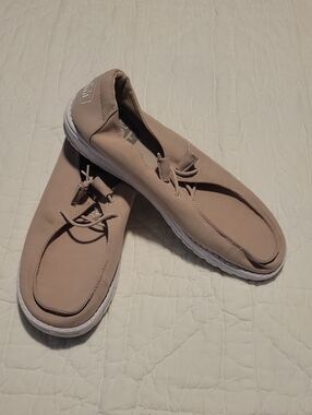 Hey Dude Wally Sox Slip-Ons in Taupe with White Sole